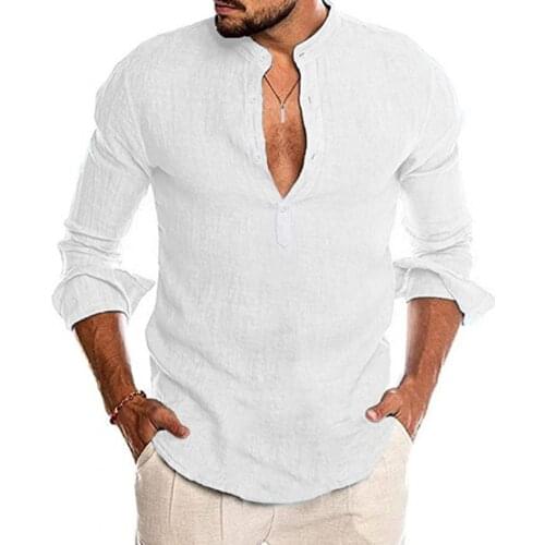 Men Long Sleeve V Neck Beach Shirt Solid Color Slim Fits Casual Shirts Shrink Resistant Moisture-wicking Soft Pullover Top