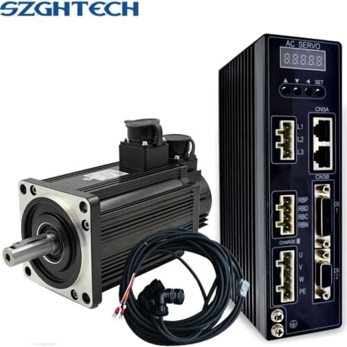 GOOD PRICE GH-13M23T150B 2.3KW CNC AC Servo Motor and Driver Kit 15Nm 1500rpm 150kgf.cm 220VAC +30A 220V Driver with 5M cable