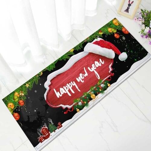 Drop Shipping Happy New Year Kitchen Floor Mat Non-Slip Doormat Rugs Front Door Mat Home Decorative Bathroom Carpet