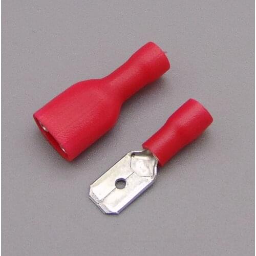 Connector RED Fully Insulated Spade Electrical Crimp Connectors- Mixed Male & Female