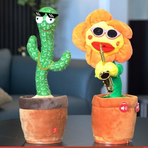Dancing Cactus Talking Cactus Stuffed Plush Toy Electronic Toy with Song Plush Cactus Potted Toy Early Education Toy for kids