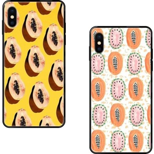 Fruit Vector Papaya For Redmi 3S 4X 4A 5 5A 6 6A 7 7A 8 8A 8T 9 9A K20 K30 S2 Y2 Pro Plus Ultra Boys Black Soft Multi Colors
