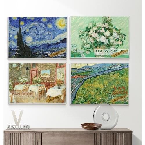 Vincent Van Gogh Famous Impressionism Poster The Starry Night Classic Retro Art Canvas Painting Print Wall Picture Home Decor
