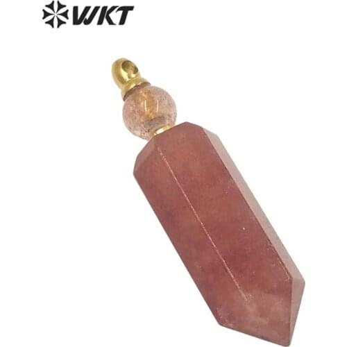 WT-P1584 WKT Natural spirit quartz necklace pendant new arrival strawbery stone perfume bottle pendant trendy style