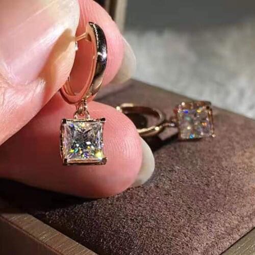 WUKALO Luxury Female White Round Drop Earrings Fashion Silver Color Wedding Jewelry Crystal Zircon Earrings For Women