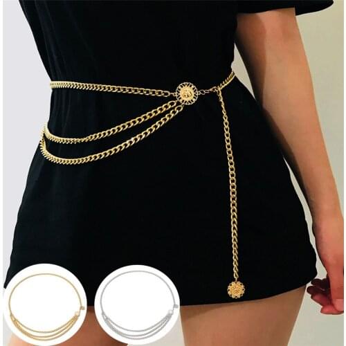 Belts 2020 Summer New Vintage Women Waistband Metal Waist Chain Belt Wide Gold Coins Tassel Band High Quality A716