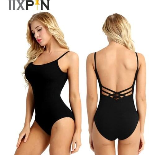 Women Professional Ballet Leotard Spaghetti Straps Built In Shelf Bra Dance Bodycon Adult Gymnastics Leotard Ballerina Bodysuit