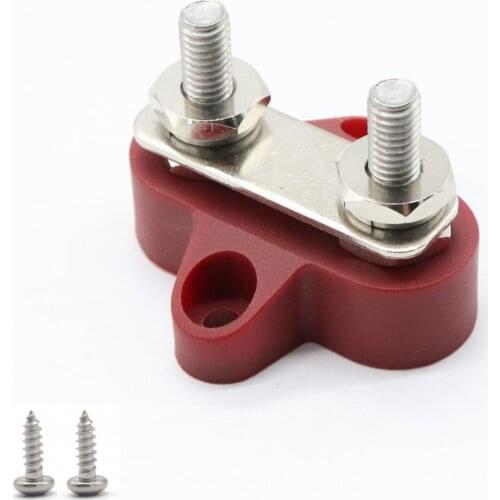 1/4'' Dual Studs Power Distribution Block - 48V DC Heavy Duty Positive Power Distribution - Red