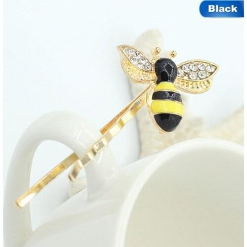 1pcs!!! Cute Bee Hair Pin Dripping Oil Rhinestone Honeybee Metal Hair Clip Hair Accessory Wholesale Xmas New Year Gifts