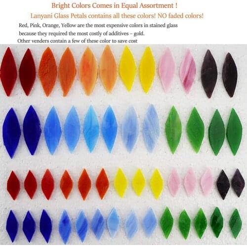 100 Pcs Mosaic Tiles Flower Leaves Hand-Cut Stained Glass Art Crafts Pots