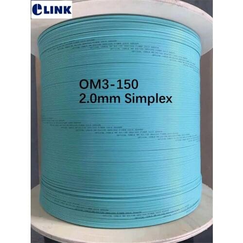 2000m OM3-150 fiber optic Simplex cable 2.0mm aqua color indoor for fiber patchcords 2km/roll ftth optical fibre SX wire ELINK