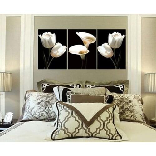 3Pcs European Wall Decor Unframed Tulip Calla Flower Printed Waterproof Canvas Paintings
