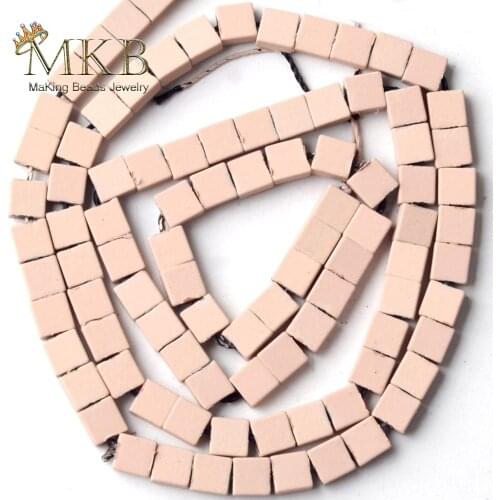 4*4mm Natural Stone Pink Hematite Stone Squar Matte Rubber Beads Space Loose Beads For Jewelry Making Diy Bracelet Jewellery 15"