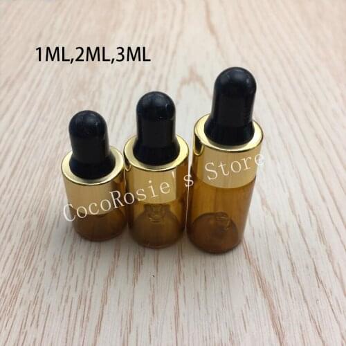 50pcs/lot glass dropper bottle 1ml 2ml 3ml essential oil bottle small glass dropper bottle perfume bottle