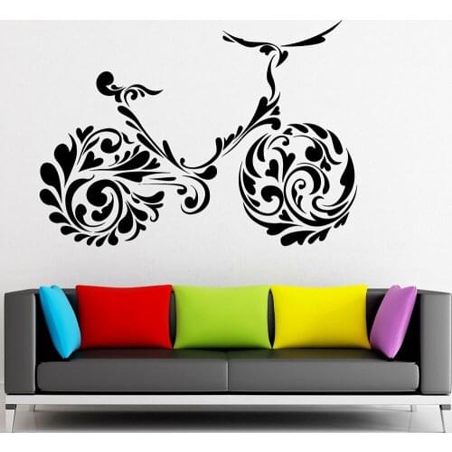Abstract bicycle Wall Sticker Vinyl Decal Bike Pattern Decor Sports Healthy Lifestyle Wall Decals for Kids Room Home Decor B359