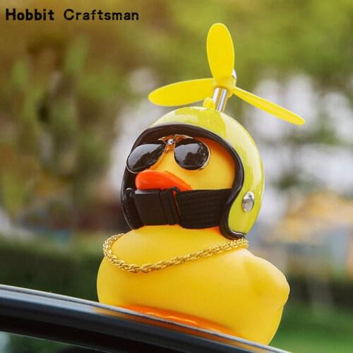 Car Duck with Helmet Broken Wind Small Yellow Duck Road Bike Motor Helmet Riding Cycling Car Accessories For Men Auto Gifts
