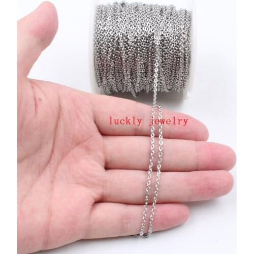 In bulk 10meter/ lot 1.5mm thin Stainless Steel Cross rolo Link Chain Jewelry Finding /Marking Chain DIY