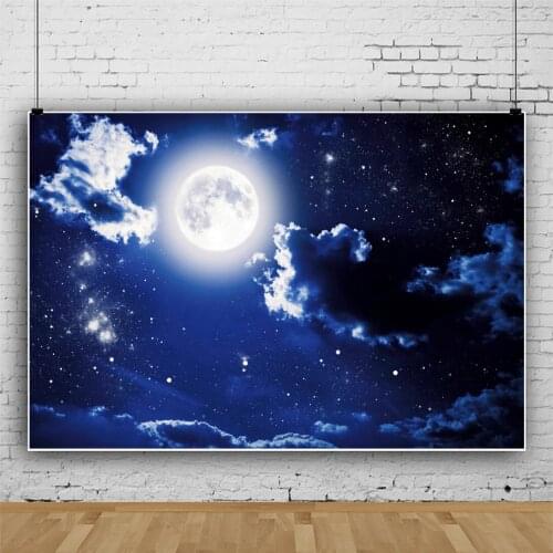 Night Starry Sky Moon Children Backdrops Photography Moonlit Evening Birthday Party Photo Background for Shooting Decor
