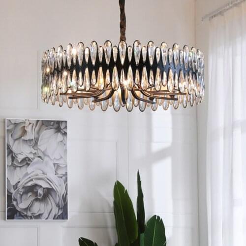 Living room chandeliers decoration round crystal lighting for Bedroom dining rectangle Kitchen Black Light indoor lighting