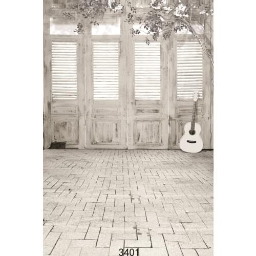Indoor Wooden Door Guitar Photographic Backgrounds Children Wedding Vinyl Cloth Photo Backdrop for Photo Studio Fundo Fotografia