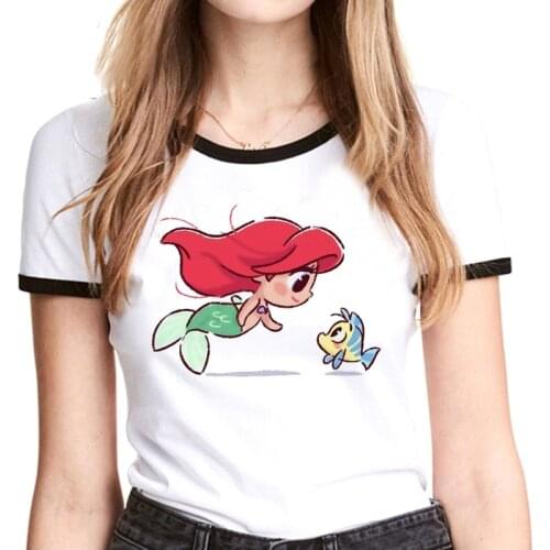 Disney Cartoon T Shirt Women/men Kawaii Disney Princess Graphic Tees Cute Anime Graphic Tees Harajuku Tshirt Male/female
