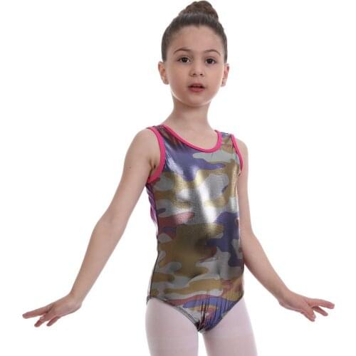 Gymnastics leotard girls rave leotard tank gymnastic leotard holographic ballet biketard metallic sportswear for kids leotard