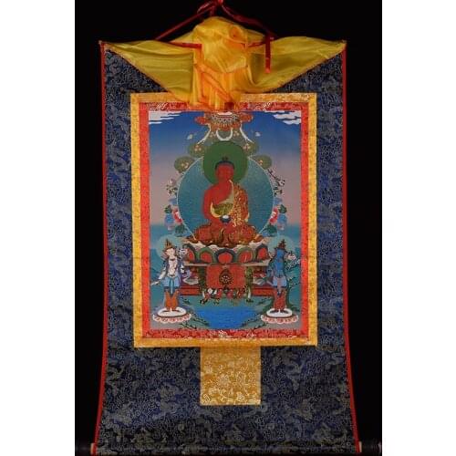 HOT SALE --Thang-ga Thangka HOME efficacious Protection Tibetan Buddhism Amitabha Buddha WALL Hang painting--free ship