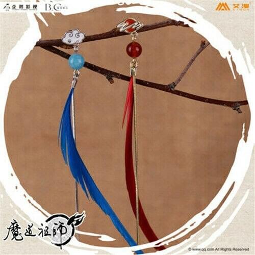 Grandmaster of Demonic Cultivation Wangji Wuxian S925 Silver Earrings Ear stud Cosplay Props Gifts