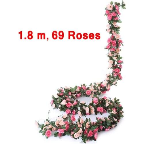 Artificial Rattan Fake Rose Vine Flower Plant Vine Decoration Wall Hanging Rose Home Decor Accessories Wedding Decorative Wreath