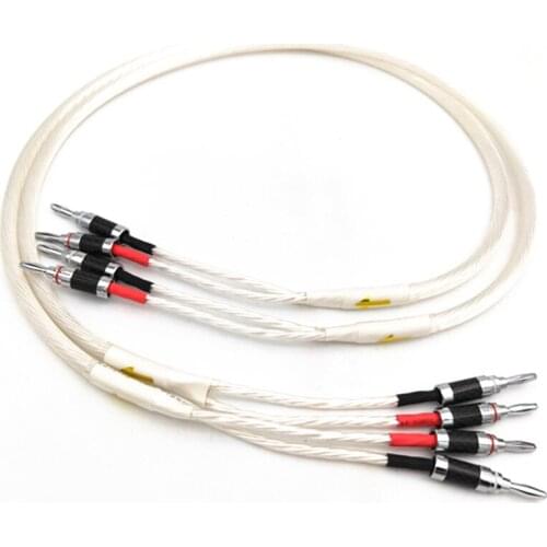 Colleimage Pair 5N OCC Silver Plated Hi-end Hifi Speaker Cable, banana to banana plug Cable hifi