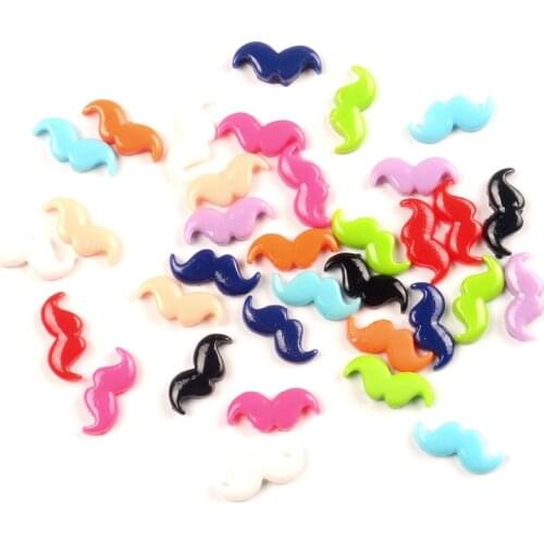 LF 50Pcs 17x7mm Mixed Moustache Resin Cabochon Flatback Decoration Crafts Embellishments For Scrapbooking Diy Accessories