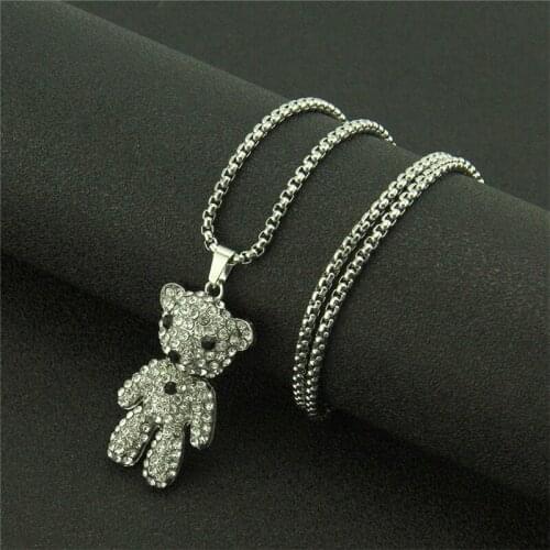 Classic Panda Pendant Necklace 28" Alloy Rhinestone Long Sweater Chain All-match Dress Lovely Charm Necklace Jewelry for Women’s