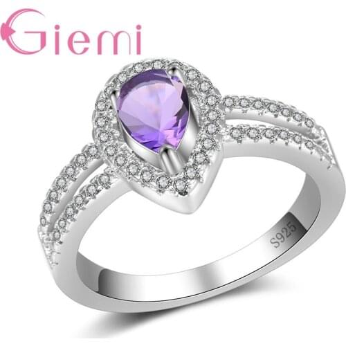 Romantic Proposal Rings Elegant Water Drop Shape 925 Sterling Silver Jewellery Fashion Wide Band Best Gifts for Lovers
