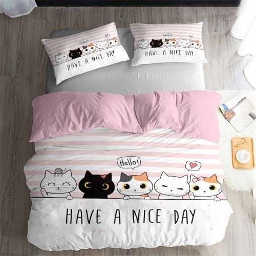 HELENGILI 3D Bedding Set Lovely cartoon cats Print Duvet cover set bedclothes with pillowcase bed set home Textiles