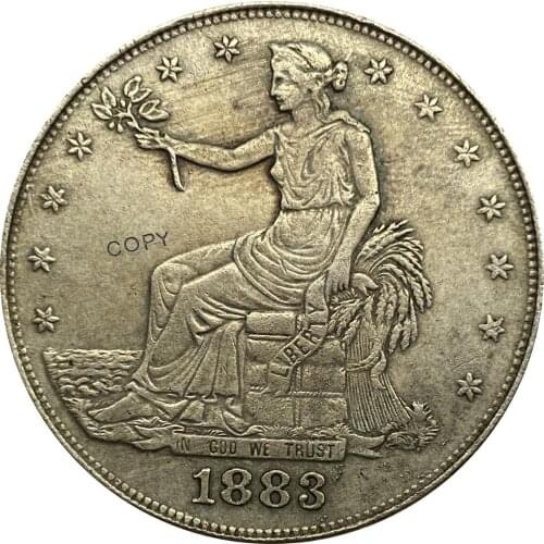 United States America 1883 1 Trade One Dollar US In God We Trust 420 Grains 900 Fine Cupronickel Silver Plated Copy Coin