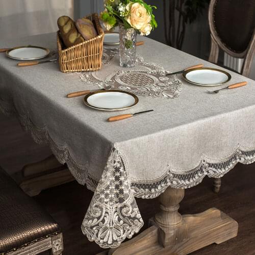 Nordic Embroidered Lace Rectangular Tablecloth Party Dinning Square Kitchen Coffee Table Cover Dustproof Light Luxury 150x210cm