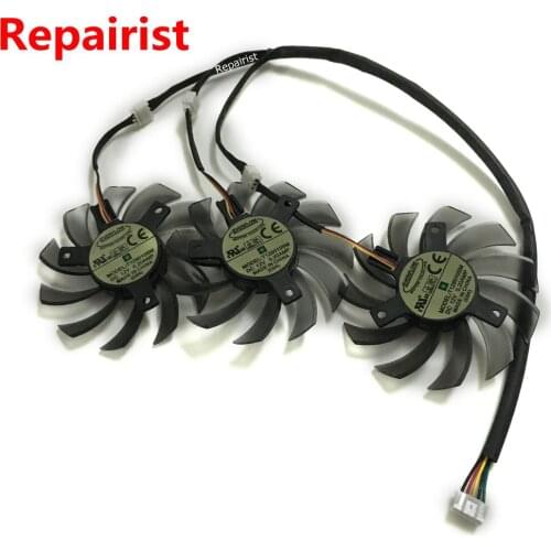 3Pcs/lot T128010SM 75MM DC 12V 3Pin 0.20A PC Graphics Card Fan Cooler 5pin Power PLug For HD6870 Gigabyte as Replacement