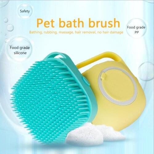 Multi-function Pet Cleaning Brush Soft Silicone Pet SPA Massage Brush With Shampoo Dispenser Shower Hair Removal Comb