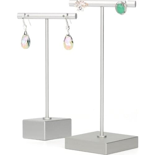 Fashion Metal T-shaped Earring Storage Rack Sliver Jewellery Organizers Display Ornament Hanger Stand Bracket Removed Portable