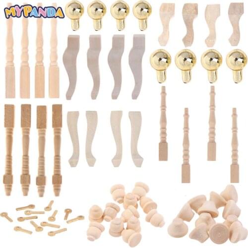 DIY Doll House Furniture Part Pocket Cabinets Tea Table Sofa Legs Drawer Handles Pulls Mini Wainscot Wall Decoration Accessories