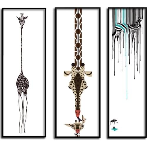 Giraffe Zebra Animal Posters Canvas Painting Wall Art Prints Giclee Artwork fNursery Decorative Picture Nordic Style Kids Deco