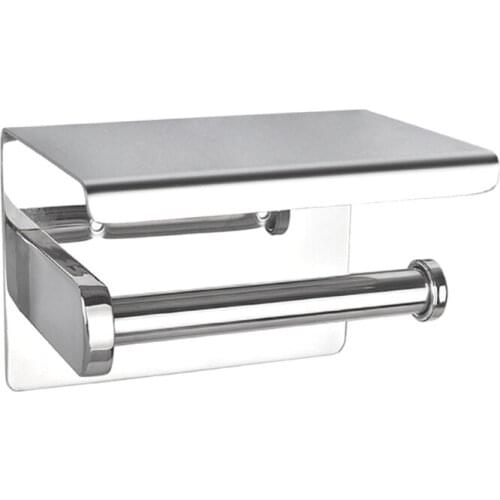 Stainless Steel Wall Mounted Toilet Roll Paper Holder Self-Adhesive Tissue Rack 23GB