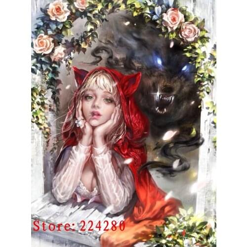 New Beauty Girl and the Beast Needlework,Embroidery,DIY 14CT Unprinted Cross stitch kits,Arts Pattern Cross-Stitching Decor