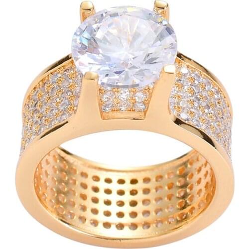 New European And American Hip-hop Mens Ring Micro-Inlaid AAA Zircon Ring Mens Ring