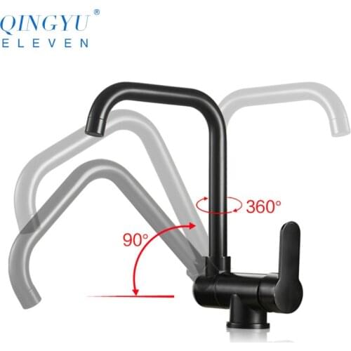 New Kitchen Rotating Faucet Folding Down Hot Cold Water Faucet Black Low Window Kitchen Mixer Faucet Single Handle Mixer Tap