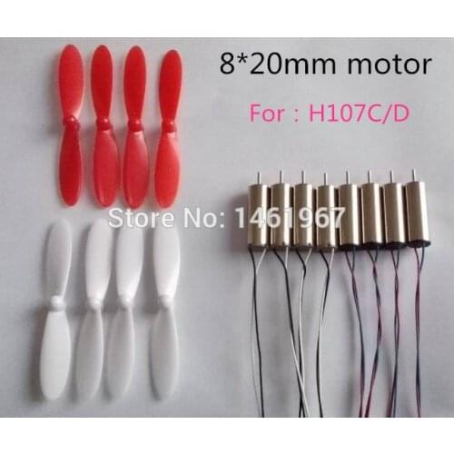 8pcs Hubsan orginal 8x20mm Motor For Hubsan X4 H107C H107D RC Quadcopter (wholesale offer) and 8pcs propellers