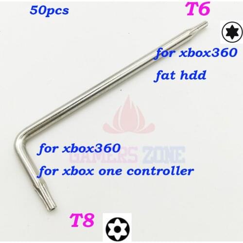 50pcs T6 T8 L Key Screwdriver for Xbox 360 Xbox One Controller Mod Kits/ Repair T8 Security Torx Screwdriver