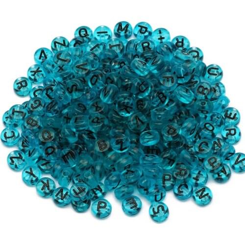 Lake blue Mixed Letter Acrylic Beads 4x7mm Round Transparent Spacer Beads For Jewelry Making Diy Necklace Bracelet Accessories