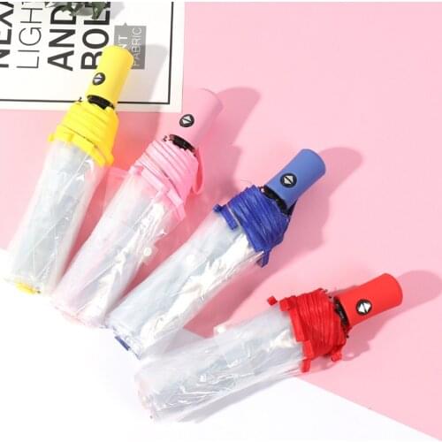 Fully Automatic Transparent Womens Mens Folding Portable Luxury Transparent Rainproof White Pink Outdoor Umbrella