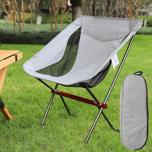 Outdoor Camping Picnic Portable Ultra-Light Fishing Folding Chair Breathable Wear-Resistant Aluminum Alloy Backrest Moon Chair